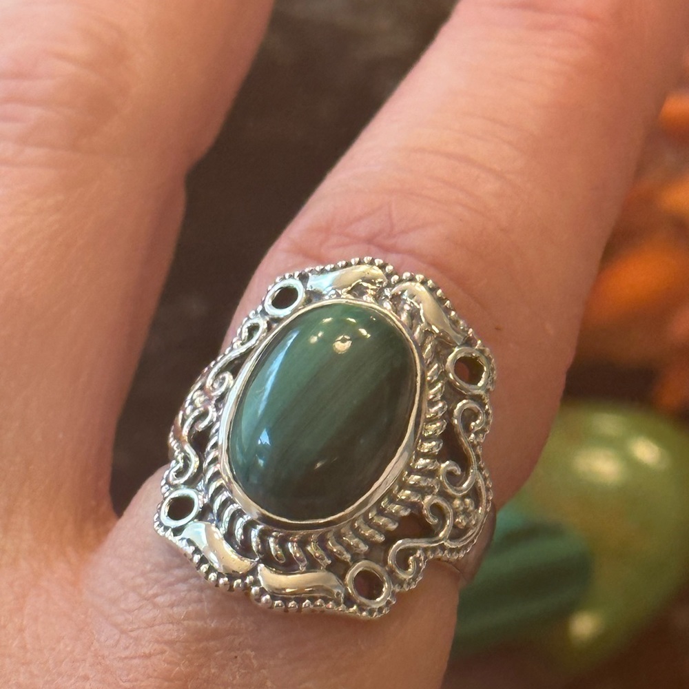 Malachite 925 Solid Sterling Silver Ring - image 5